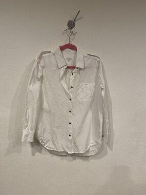 Equipment Femme Shirt Womens Small White Button Front Roll Tab Sleeve Top Blouse